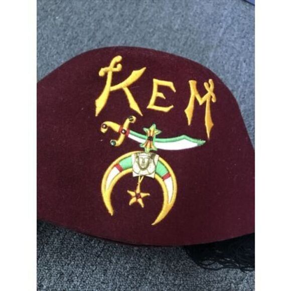 VINTAGE SHRINER BEJEWELED TASSLE WOOL KEM 7 3/8 - Picture 4 of 9